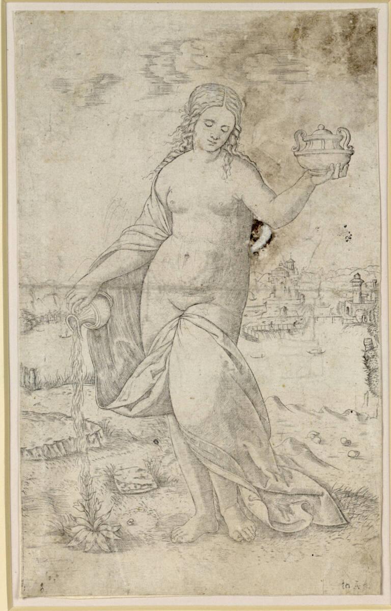 Giovanni Antonio da Brescia, Frau, eine Pflanze gießend, Inv. Nr.: DG1952/317