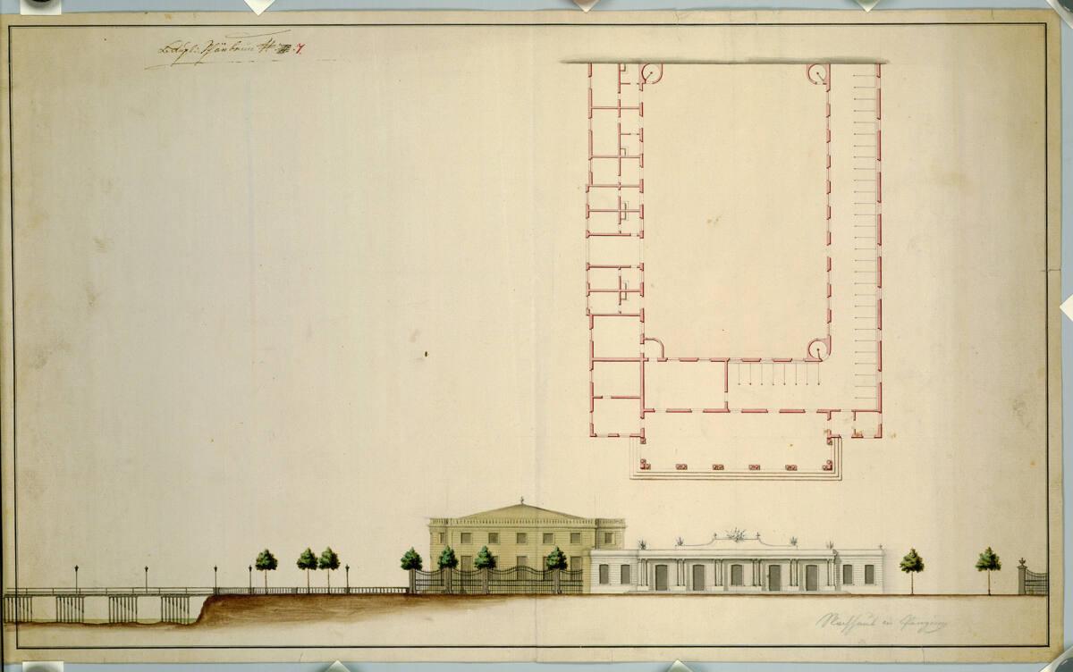 Wien, Schloß Schönbrunn, Wachhaus in Penzing, Grundriss und Orthogonalansicht, Inv. Nr.: AZ9634