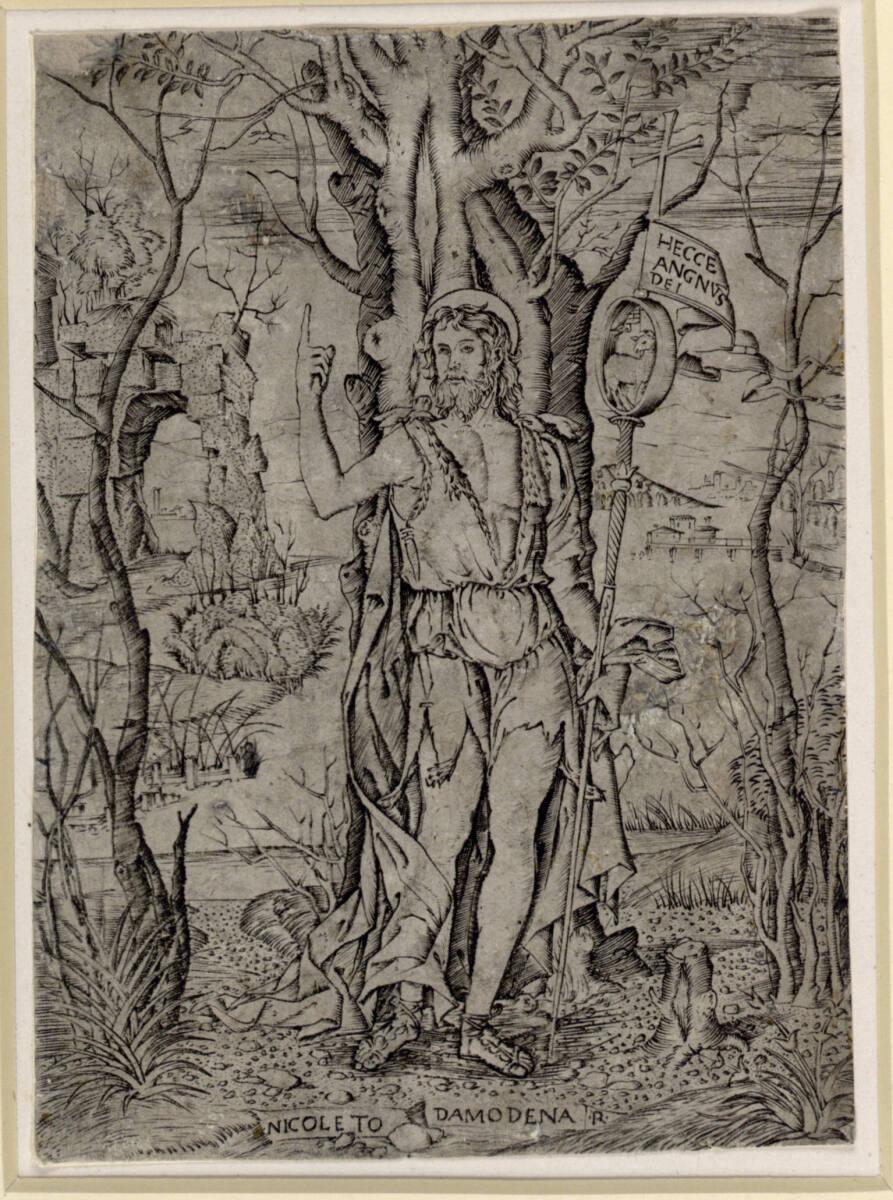 Nicoletto da Modena, Heiliger Johannes der Täufer vor einer Baumgruppe, Inv. Nr.: DG1952/394