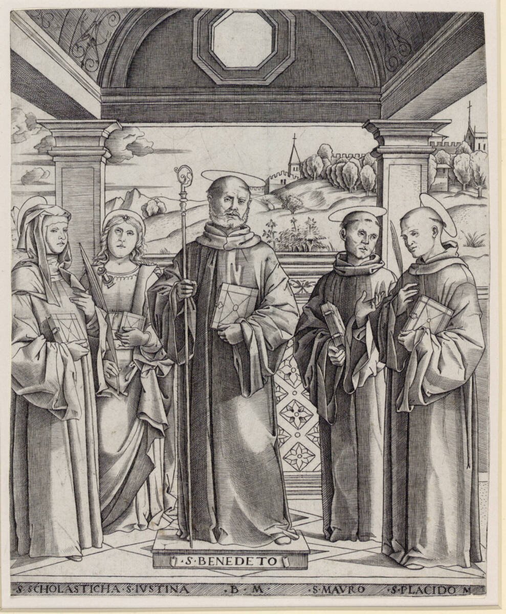Heiliger Benedikt mit vier Heiligen, Benedetto Montagna
