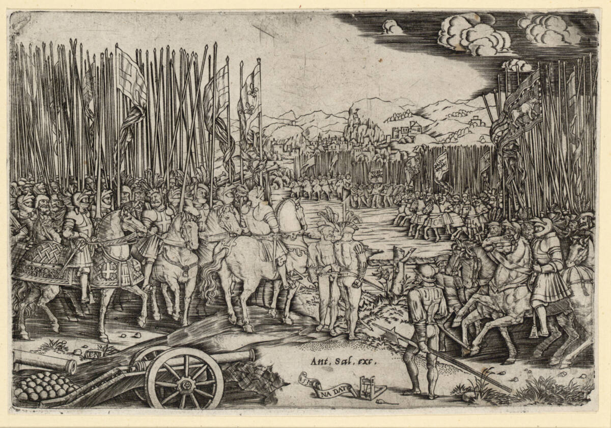 Die beiden Armeen in der Schlacht von Ravenna, MonogrammistNADAT, 1530