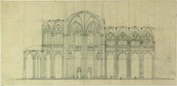 Alfred Castelliz, Entwurf zu einer gotischen Basilika, Längsschnitt, Inv. Nr.: AZ10689