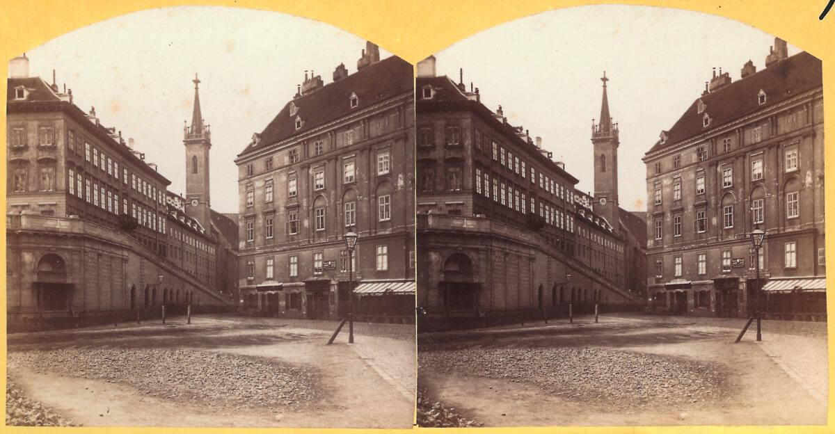 Oskar Kramer?, Blick in die Augustinerstraße in Wien mit der Albertina vor Errichtung des Albre…