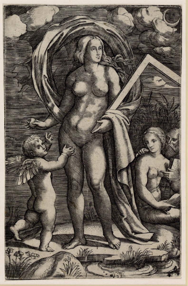 Giacomo Francia, Venus und Cupido mit einem alten Mann, der eine junge Frau umarmt, Inv. Nr.: D…
