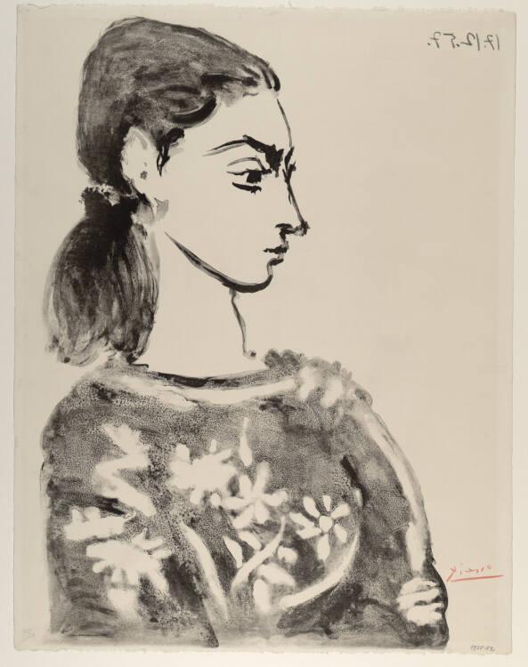 Pablo Picasso, Frau mit geblümter Bluse, Inv. Nr.: DG1958/82
