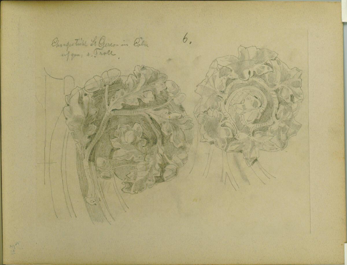Köln, St. Gereon, Details vom Chorgestühl nach Aufnahmen von Karl Troll, Aufriß, Inv. Nr.: AZ10…