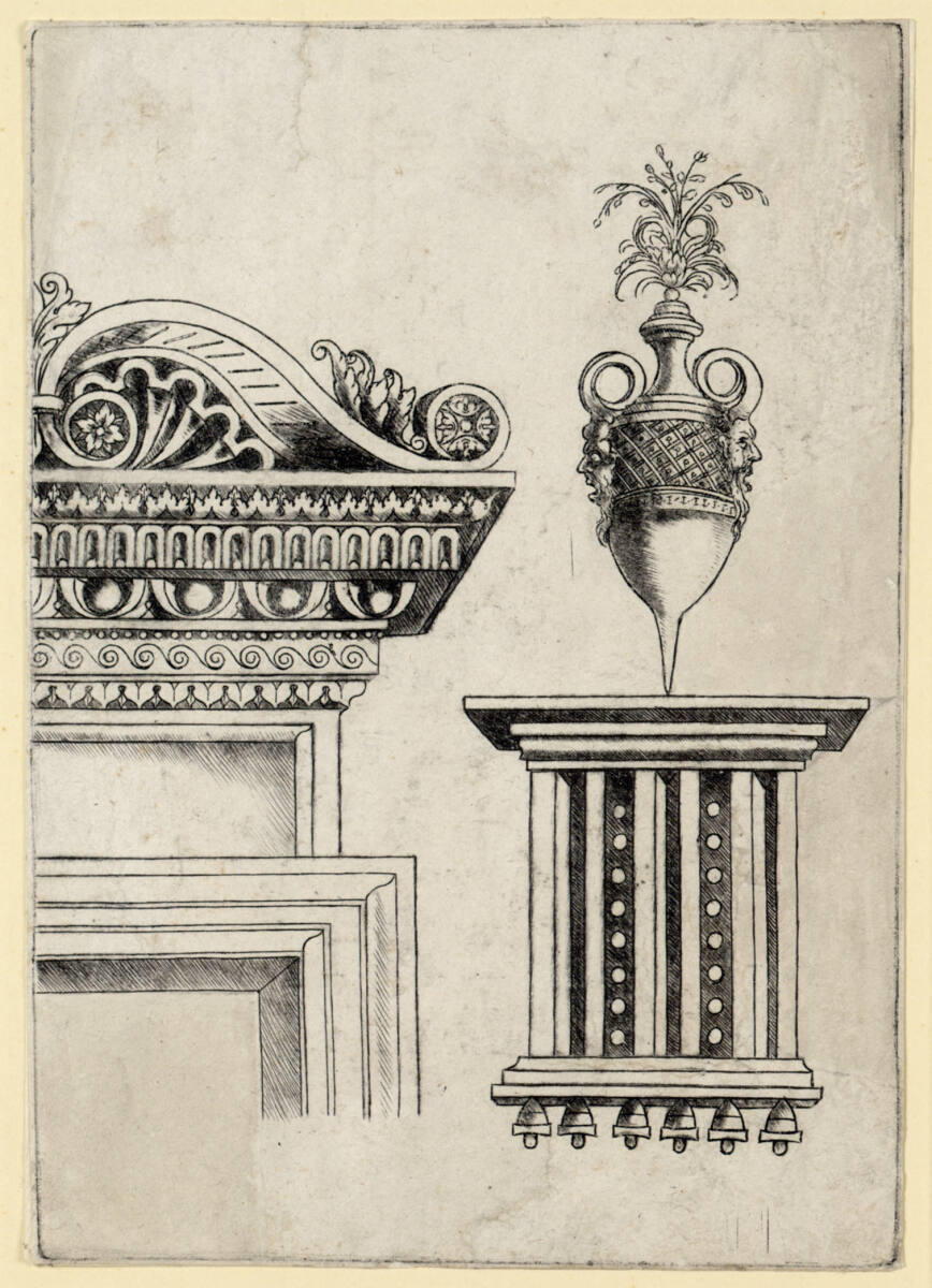 Meistervon1515, Gebälk mit Volute und Vase auf Triglyphe