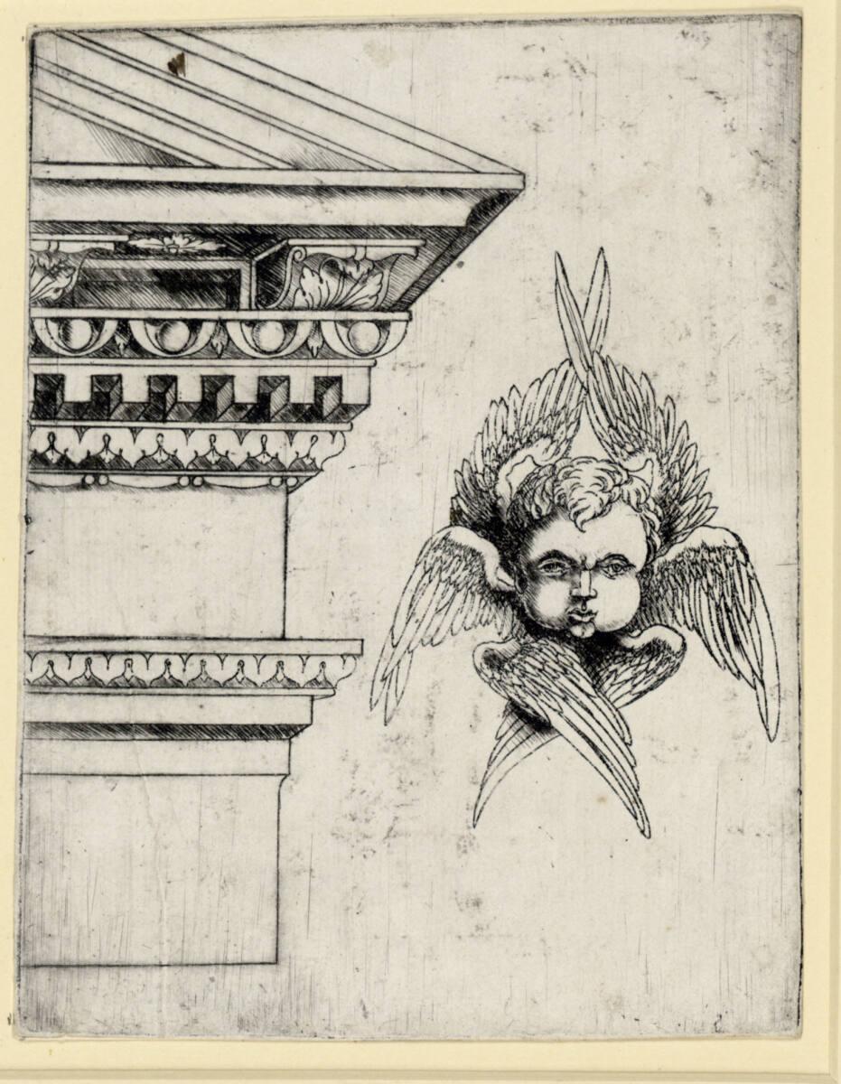 Meister von 1515, Gebälk mit Giebel und Cherubskopf, Inv. Nr.: DG1962/1161