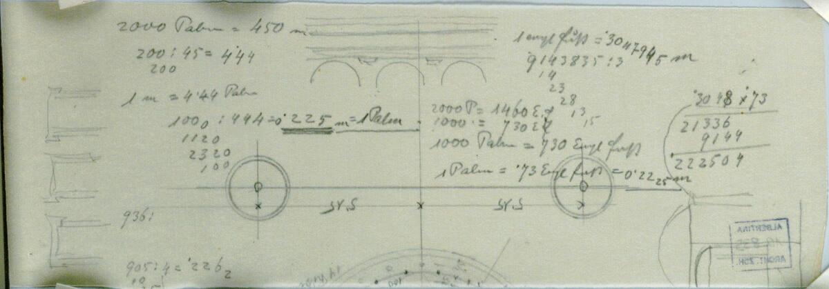 Rom, Casa Pietro Cribelli, Via di S. Lucia, Architekturdetails, Grundriss, Aufriß, Inv. Nr.: AZ…