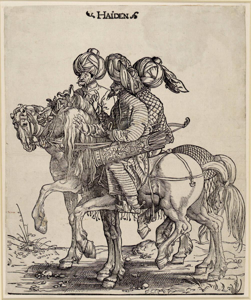 Jan Swart van Groningen, Drei Bogenschützen zu Pferd, Inv. Nr.: DG1952/39/1