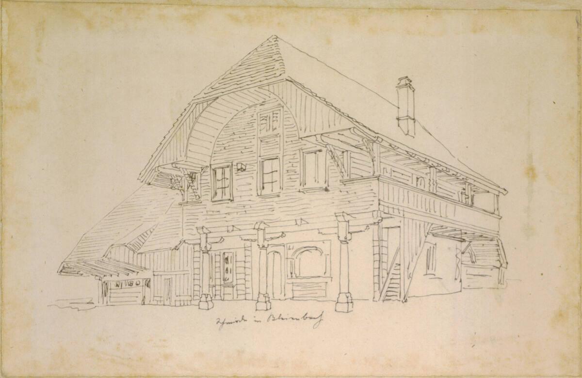 Bauaufnahme, Bleienbach (?), Schmiede, Perspektive, Inv. Nr.: AZ10909
