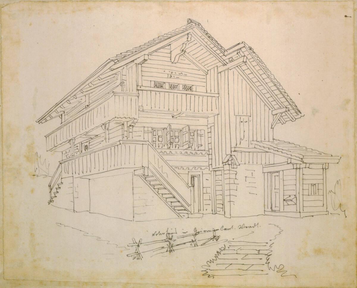 Bauaufnahme, Kanton Waadt, Grion (?), Wohnhaus, Perspektive, Inv. Nr.: AZ10910