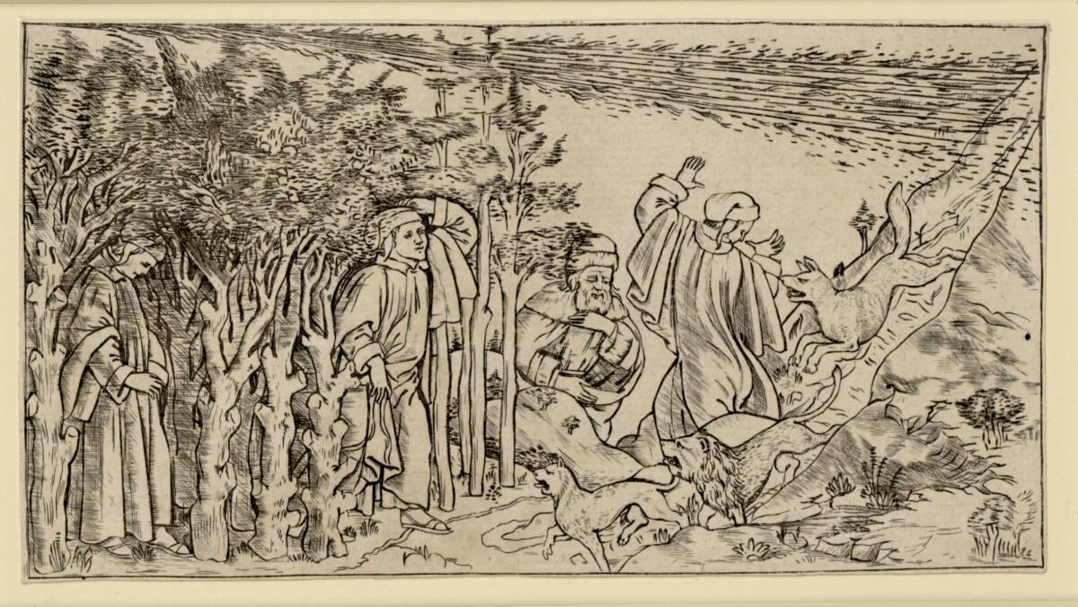 Florentinisch feine Manier um 1464/5, Dante und Virgil mit der Vison von Beatrice, Inv. Nr.: DG…