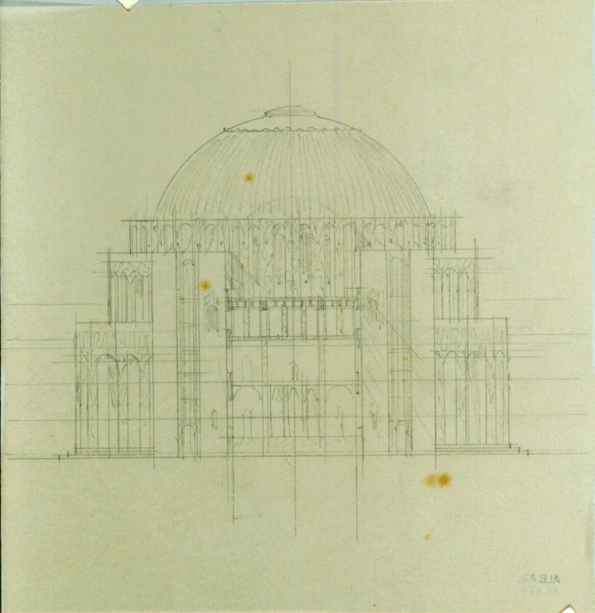 Alfred Castelliz, Dornach, Goetheanum, Kuppelbau, Variante IV, Aufriß, Inv. Nr.: AZ11334