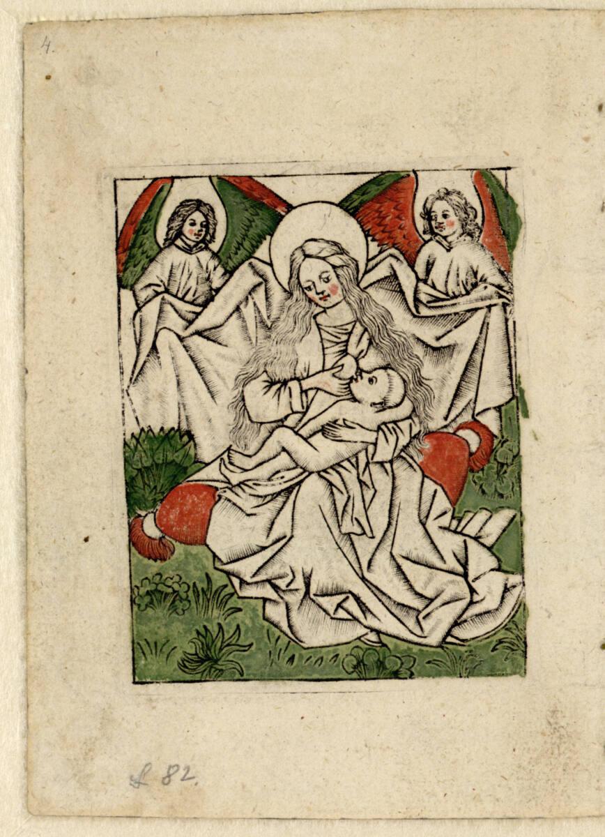 Meister mit den Blumenrahmen, Die stillende Madonna mit zwei Engeln, Inv. Nr.: DG1926/887