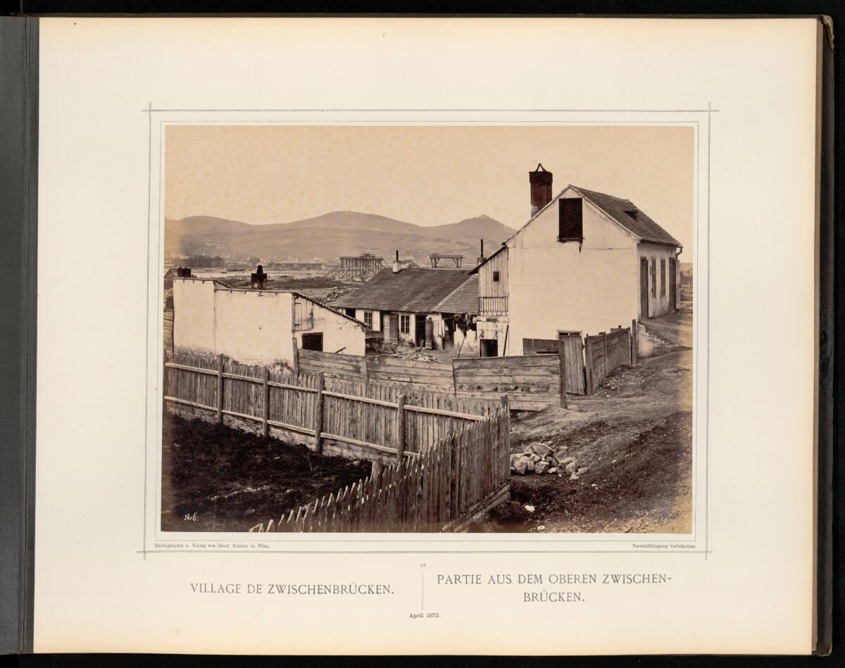 Oskar Kramer, Partie aus dem oberen Zwischenbrücken, ehemaliger Vorort von Wien April 1873, Inv…