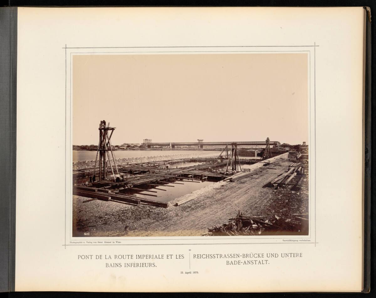Oskar Kramer, Reichsstrassen-Brücke und untere Bade-Anstalt 12. April 1875, Inv. Nr.: Foto2002/…