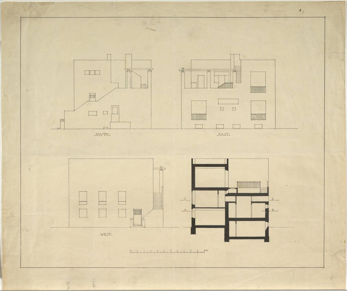 Villa Alexander Moissi, für den Lido, Venedig, Italien, Schnitt, Ansichten, Inv. Nr.: ALA208