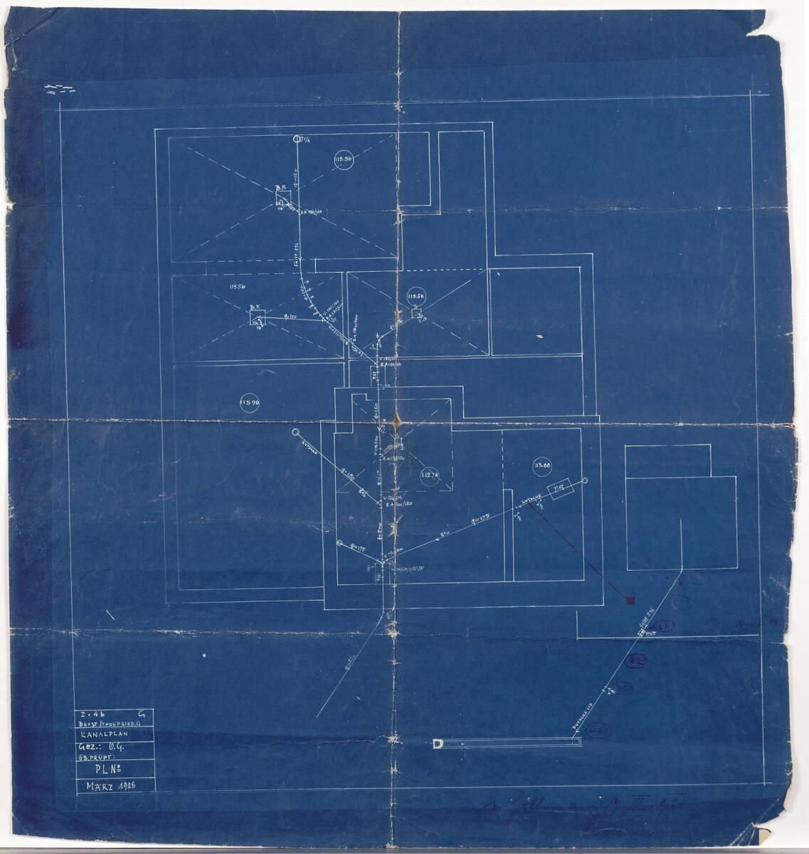 Haus Hans und Anny Moller, Wien XVIII., Starkfriedgasse 19, Kanalplan, Inv. Nr.: ALA928