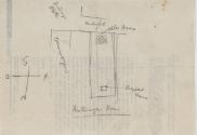 Brief Redaktion Frankfurter Zeitung an Adolf Loos, rückseitig Lageplanskizze für ein Haus in Hi…