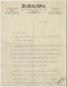 Brief von The Chicago Tribune an Adolf Loos, mit Skizze auf Rückseite, Inv. Nr.: ALA866