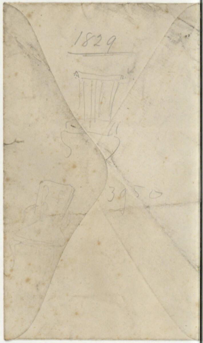 Kuvert mit Adressen und Skizze eines Sessels, Inv. Nr.: ALA694
