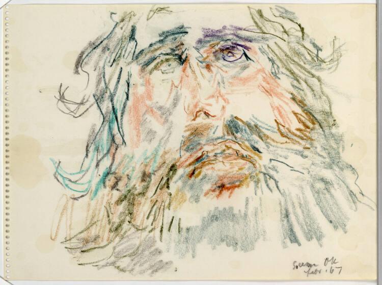 Oskar Kokoschka, Kopf des Okeanos aus einem Mosaik im Museum von Sousse, Inv. Nr.: 44410/17