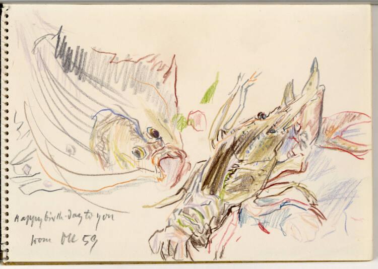 Oskar Kokoschka, Saucenterrine in Form eines Fisches und Salzgefäß in Form eines Hummers; Chels…