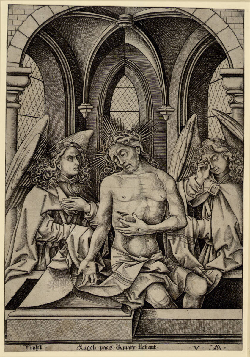 Der Schmerzensmann mit zwei Engeln, Israhel van Meckenem