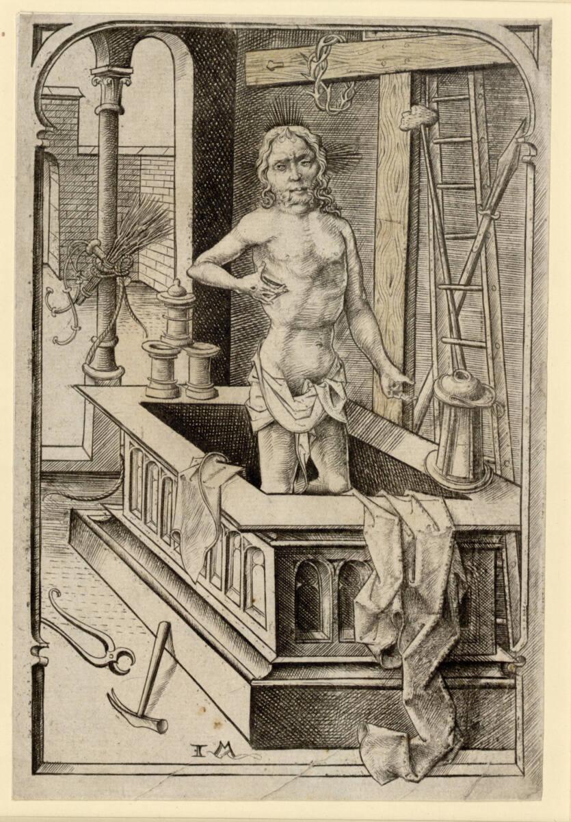 Israhel van Meckenem, Der Schmerzensmann im Grabe stehend, Inv. Nr.: DG1926/1040