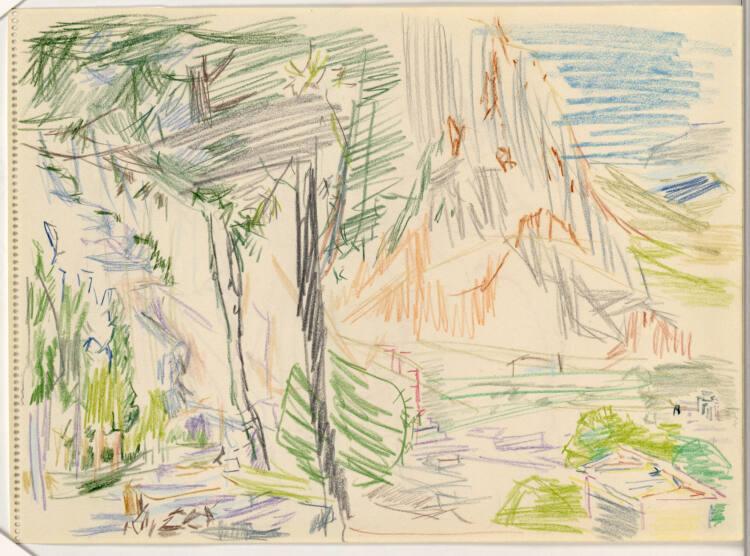 Oskar Kokoschka, Blick auf Delphi von Westen aus mit der Felsenwand des Phaedriades, Inv. Nr.: …