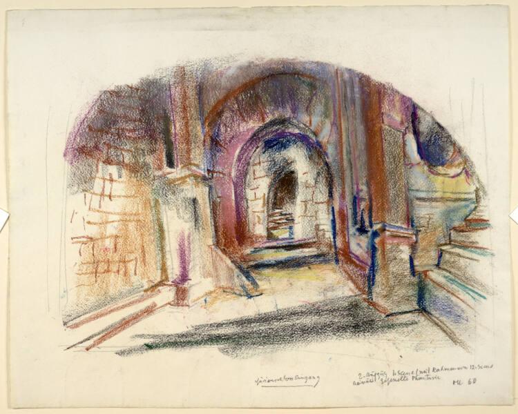 Oskar Kokoschka, Eingang in das Schloss der Zauberschwestern (2. Aufzug, 1. - 3. Szene), Inv. N…