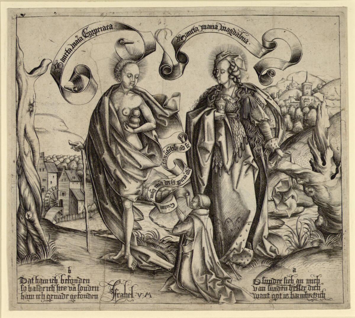 Israhel van Meckenem, Die heilige Maria Ägyptiaca und die heilige Maria Magdalena, Inv. Nr.: DG…