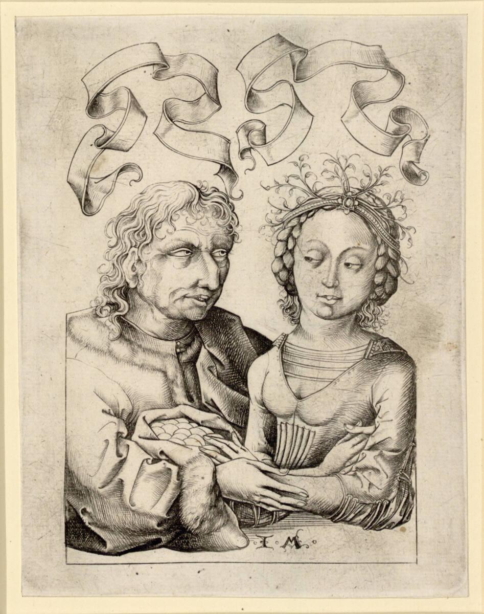 Israhel van Meckenem, Das Mädchen und der Greis, Inv. Nr.: DG1926/1252