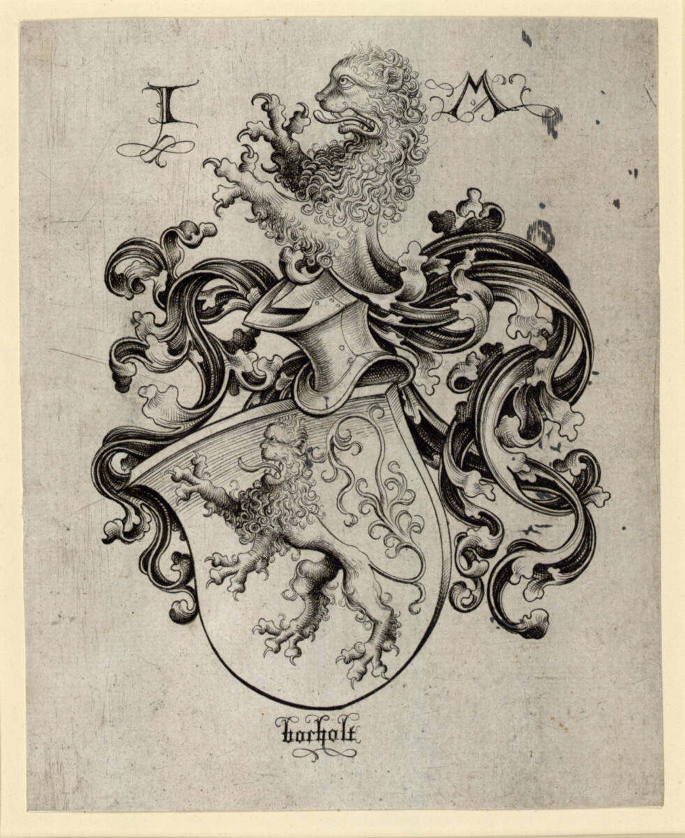 Wappen mit einem Löwen, Israhel van Meckenem