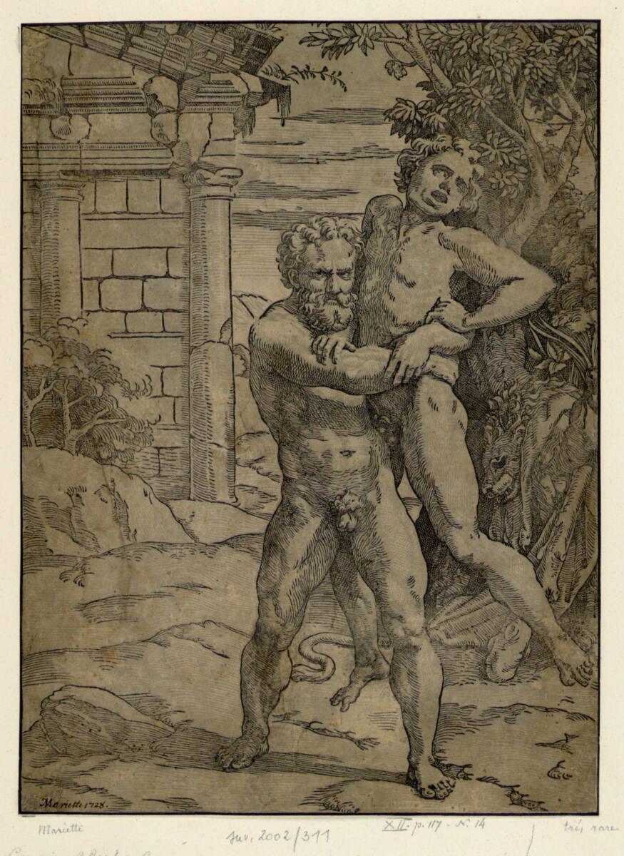 Ugo da Carpi, Herkules und Antaeus, Inv. Nr.: DG2002/311