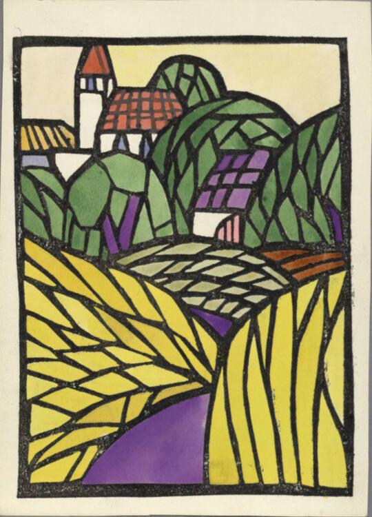 Franz von Zülow, Dorf hinter Feldern und Bäumen, Inv. Nr.: DG2003/4/16
