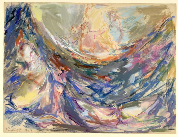 Oskar Kokoschka, Theaterentwurf zu Ferdinand Raimund, Moisasurs Zauberfluch, für das Wiener Bur…