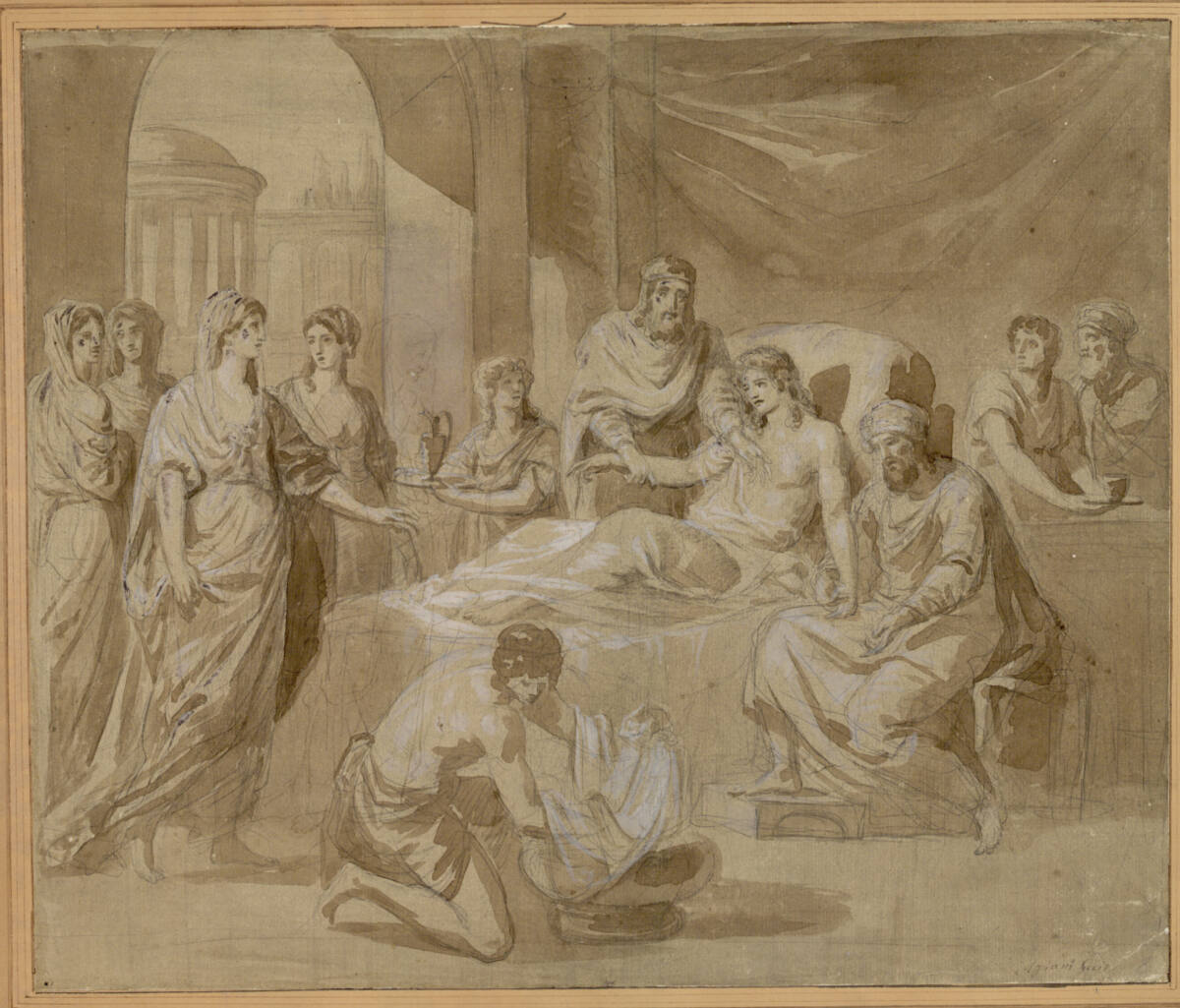 Erasistratos erkennt am Sterbebett des Antiochos dessen Leidenschaft für seine Stiefmutter Stratonike, Gemahlin seines Vaters, König Seleukos' (Plutarch XLIII, Demetrios, 38), Andrea Appiani