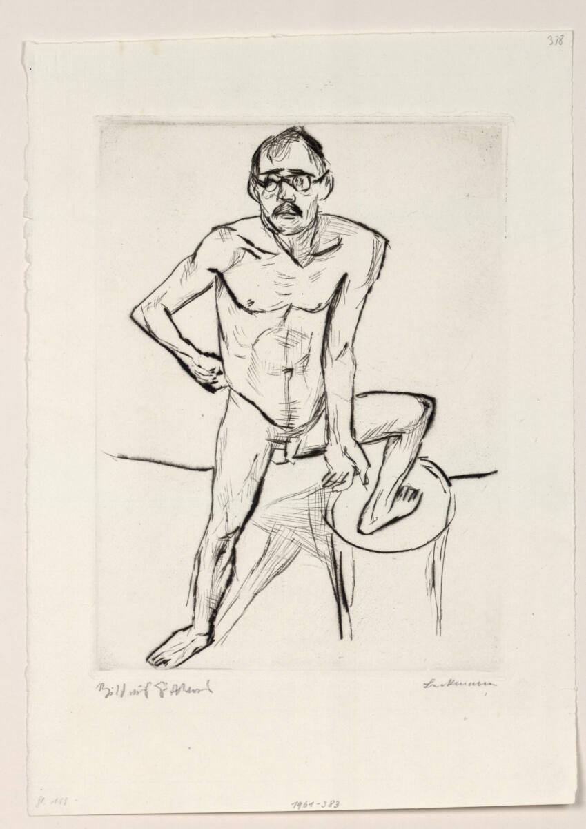 Max Beckmann, Stehender männlicher Akt mit Brille, Inv. Nr.: DG1961/383