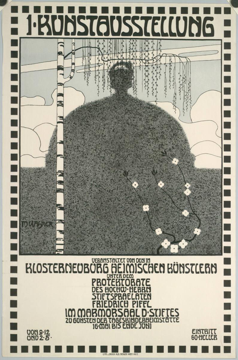 Max Kahrer, 1. KUNSTAUSSTELLUNG VON DEN IN KLOSTERNEUBURG HEIMISCHEN KÜNSTLERN; IM MARMORSAAL D…