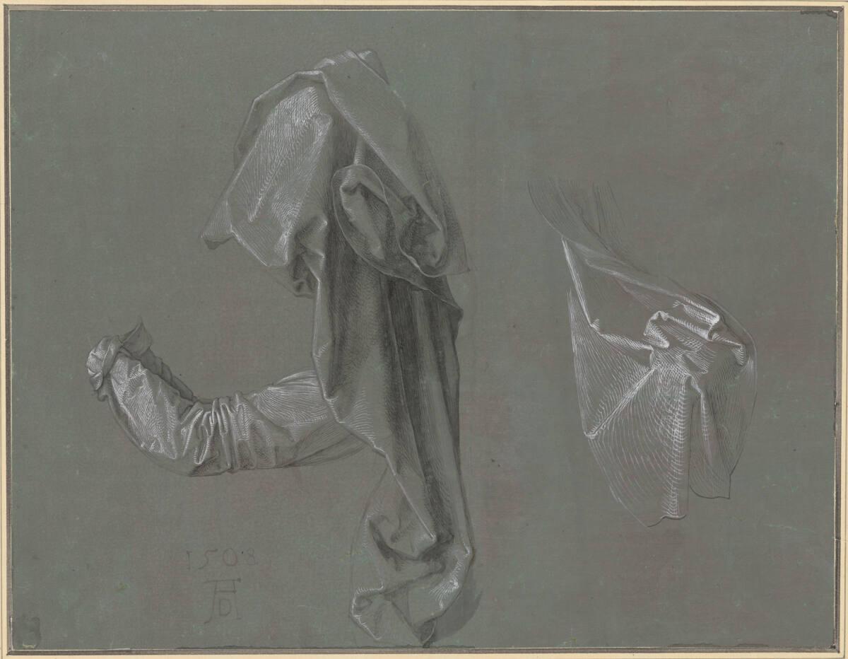 Albrecht Dürer, Drei Gewandstudien (Details aus dem "Heller-Altar"), Inv. Nr.: 3115