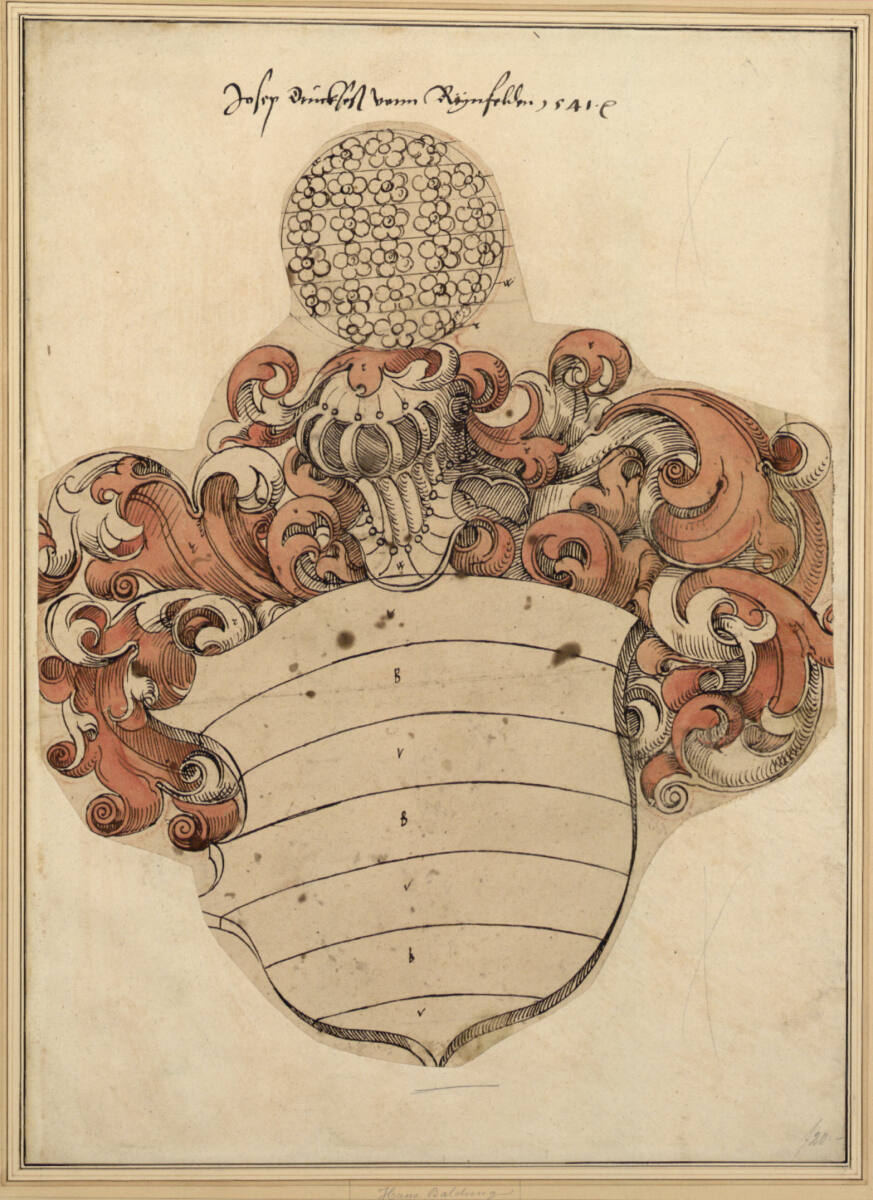 Wappen des Joseph (?) Truchseß von Rheinfelden (Scheibenriss), StraßburgerMeister, 1541