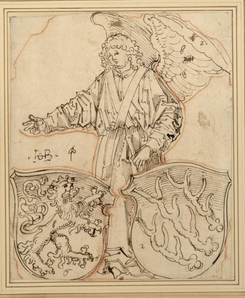Wappen Lützelburg und unbekanntes Wappen (Scheibenriss), StraßburgerMeister