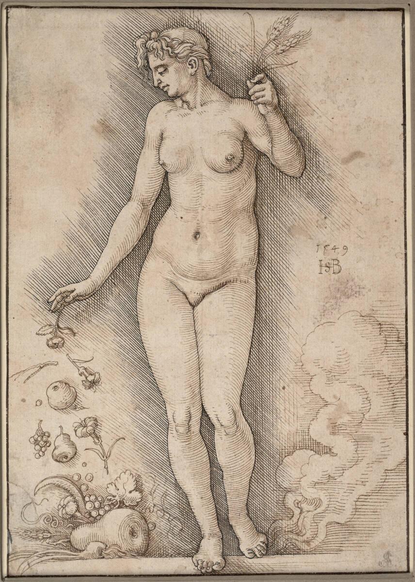 Sebald Beham, Ceres streut Blumen und Früchte, Inv. Nr.: 3262