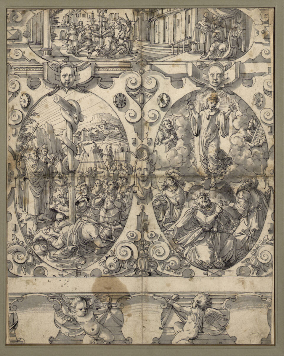 Die eherne Schlange und die Verklärung Christi (Scheibenriss), MonogrammistBH, 1587