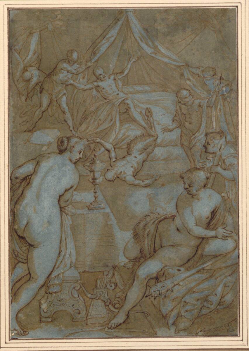 Herkules stößt den Faun aus dem Bette der Omphale, AugsburgerMeister