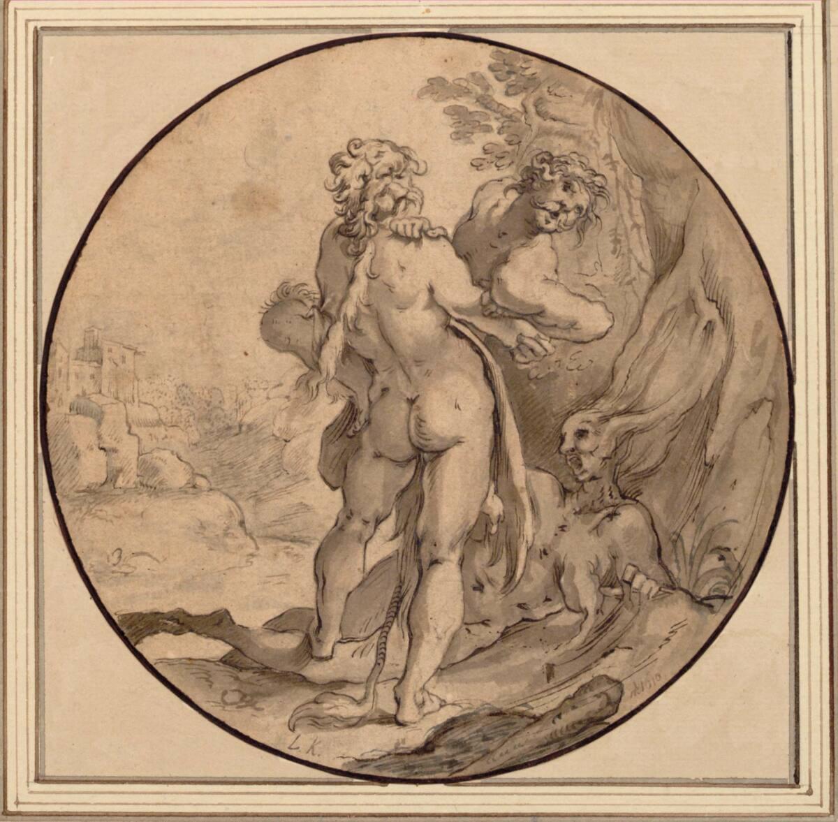 Anonym, Augsburger Meister, Herakles ringt mit Antaios, dem Sohne der Gaia, Inv. Nr.: 3353