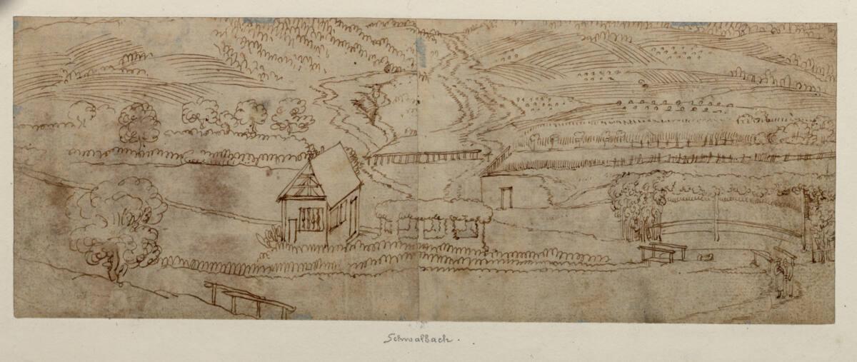 Valentin Wagner, Reiseskizzenbuch: Blick auf ein Landgut bei Schwalbach, Inv. Nr.: 3377v
