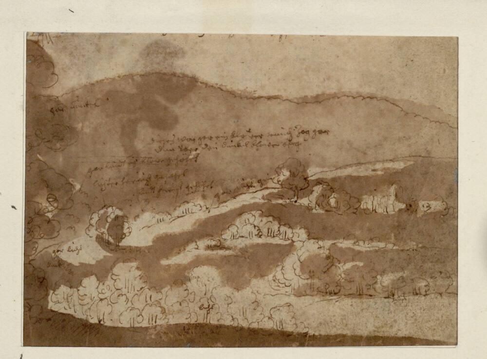 Valentin Wagner, Reiseskizzenbuch: Ausblick vom Burggarten in Adolfseck, Inv. Nr.: 3398v